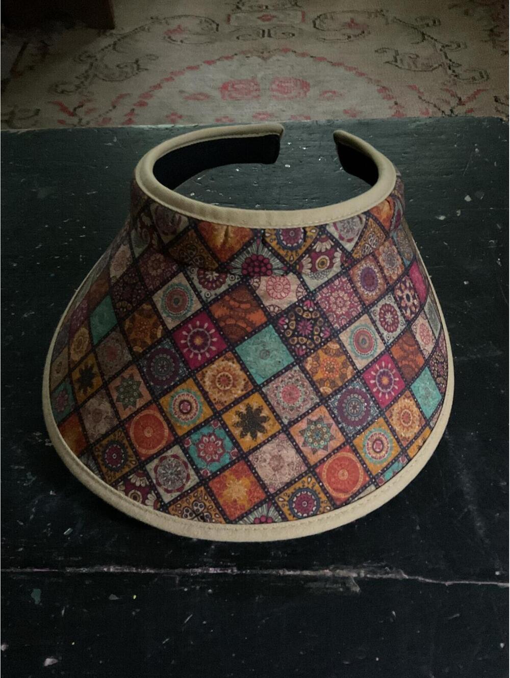 Patchwork Patterned Curved Sun Visor Headpiece